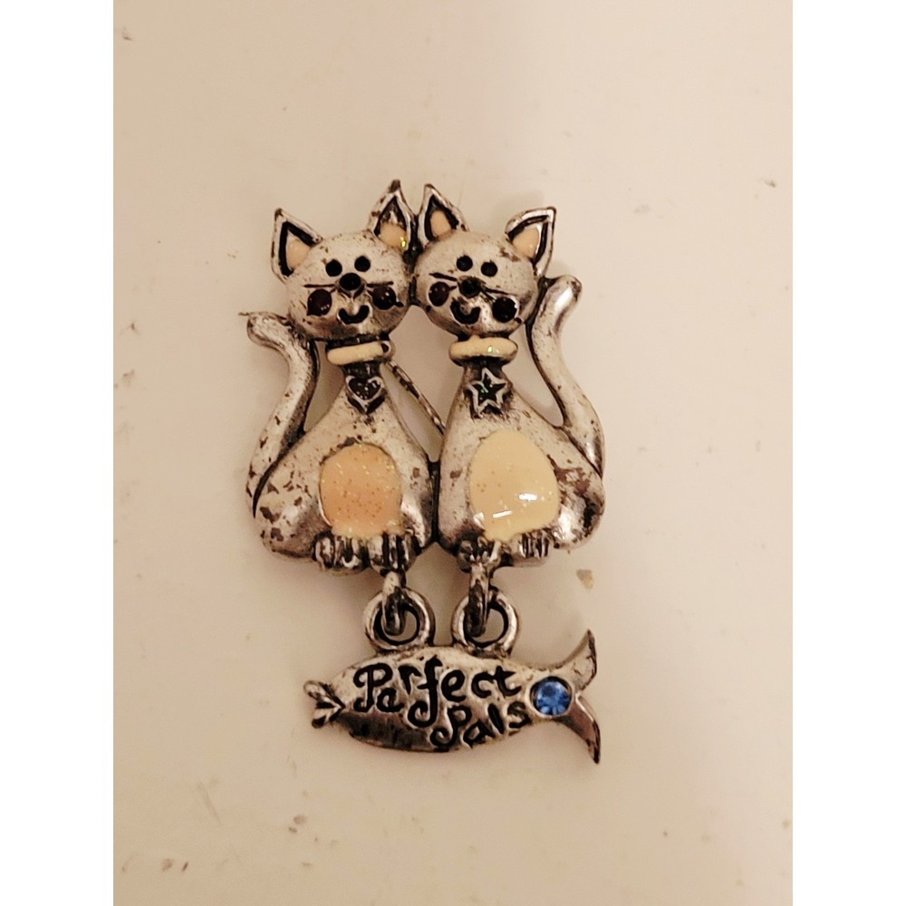 Cat Lady Pin Metal Brooch Vintage AJMC Perfect Pals Bestie Fur Baby Gift For Her